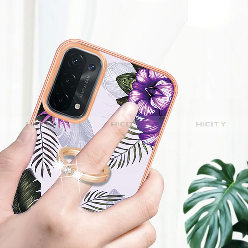 Funda Silicona Gel Goma Patron de Moda Carcasa con Anillo de dedo Soporte Y03B para Oppo A74 5G