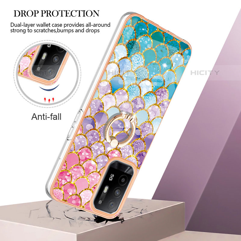 Funda Silicona Gel Goma Patron de Moda Carcasa con Anillo de dedo Soporte Y03B para Oppo A95 5G