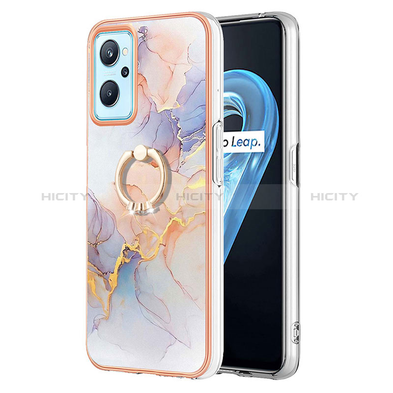 Funda Silicona Gel Goma Patron de Moda Carcasa con Anillo de dedo Soporte Y03B para Oppo K10 4G Purpura Claro