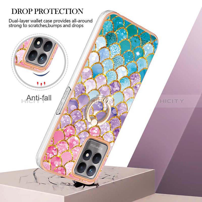 Funda Silicona Gel Goma Patron de Moda Carcasa con Anillo de dedo Soporte Y03B para Realme 8i