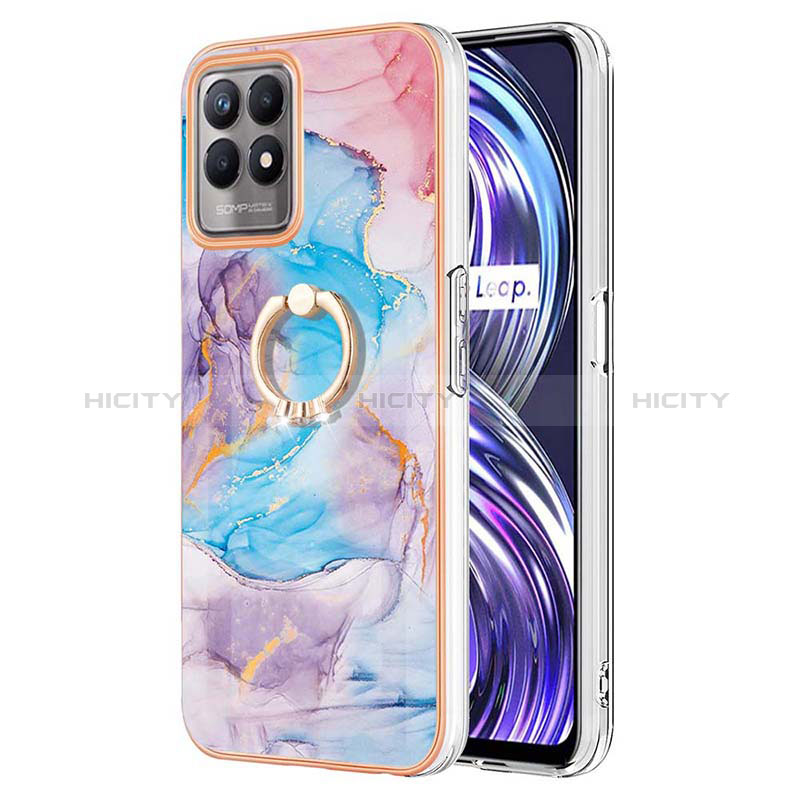 Funda Silicona Gel Goma Patron de Moda Carcasa con Anillo de dedo Soporte Y03B para Realme 8i