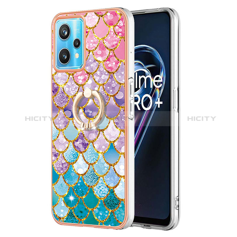 Funda Silicona Gel Goma Patron de Moda Carcasa con Anillo de dedo Soporte Y03B para Realme 9 4G Vistoso