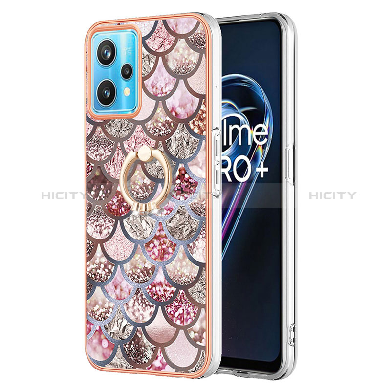 Funda Silicona Gel Goma Patron de Moda Carcasa con Anillo de dedo Soporte Y03B para Realme 9 Pro+ Plus 5G