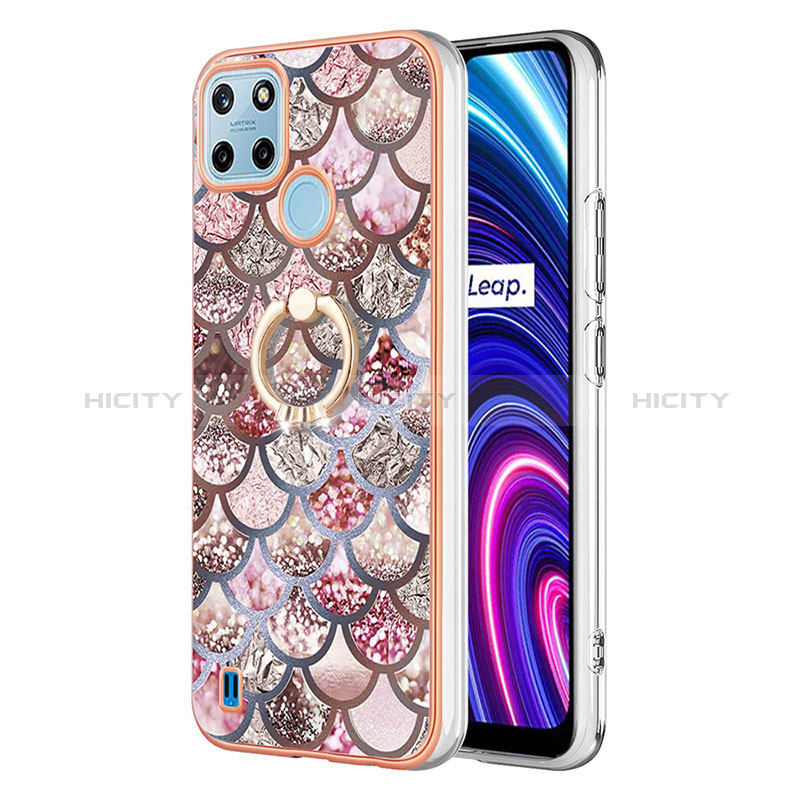 Funda Silicona Gel Goma Patron de Moda Carcasa con Anillo de dedo Soporte Y03B para Realme C21Y