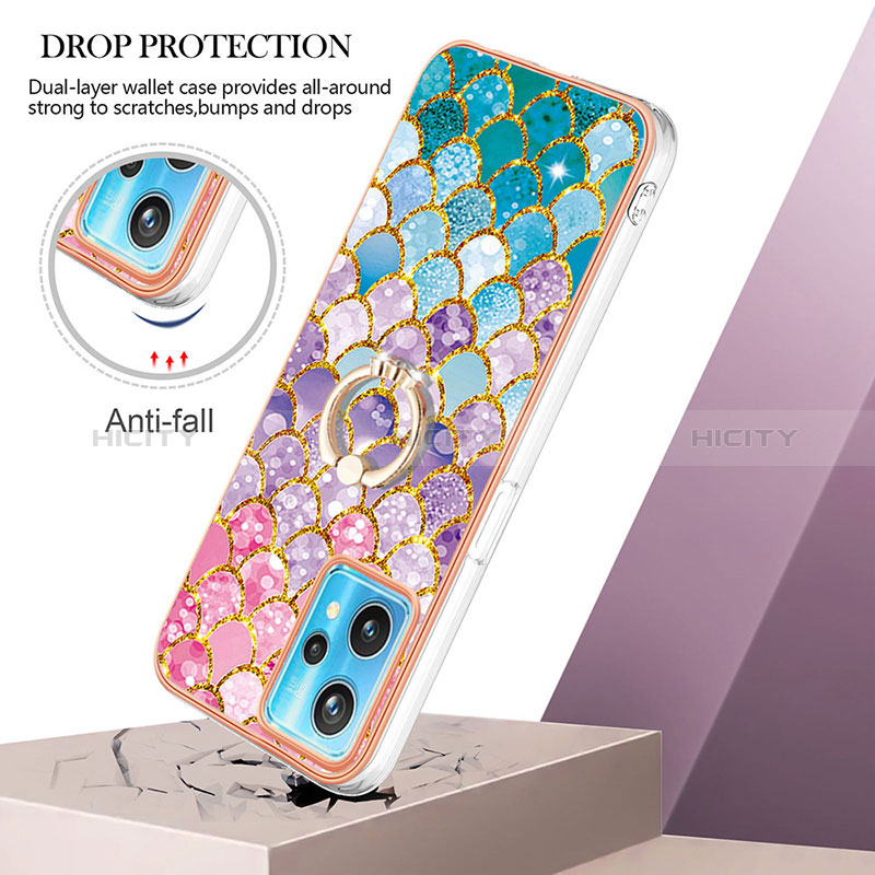 Funda Silicona Gel Goma Patron de Moda Carcasa con Anillo de dedo Soporte Y03B para Realme Q5 5G