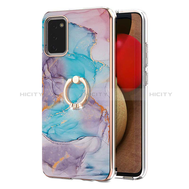 Funda Silicona Gel Goma Patron de Moda Carcasa con Anillo de dedo Soporte Y03B para Samsung Galaxy A02s