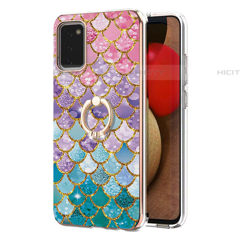 Funda Silicona Gel Goma Patron de Moda Carcasa con Anillo de dedo Soporte Y03B para Samsung Galaxy A03s