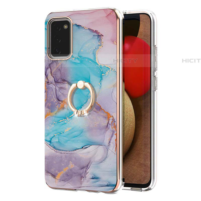 Funda Silicona Gel Goma Patron de Moda Carcasa con Anillo de dedo Soporte Y03B para Samsung Galaxy A03s