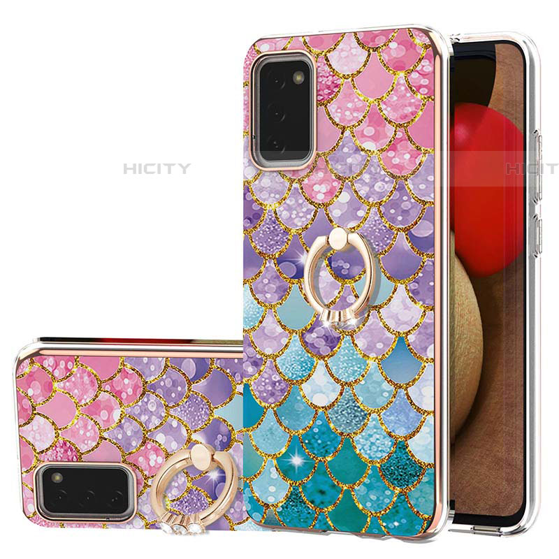 Funda Silicona Gel Goma Patron de Moda Carcasa con Anillo de dedo Soporte Y03B para Samsung Galaxy A03s Vistoso