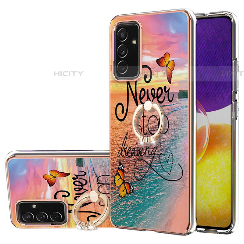 Funda Silicona Gel Goma Patron de Moda Carcasa con Anillo de dedo Soporte Y03B para Samsung Galaxy A05s Multicolor