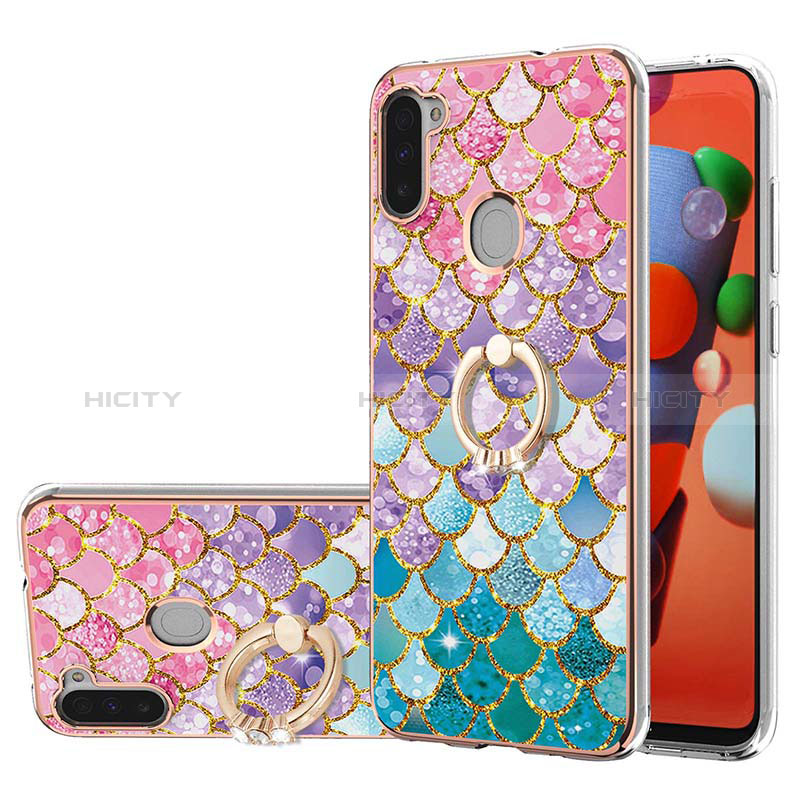 Funda Silicona Gel Goma Patron de Moda Carcasa con Anillo de dedo Soporte Y03B para Samsung Galaxy A11 Vistoso