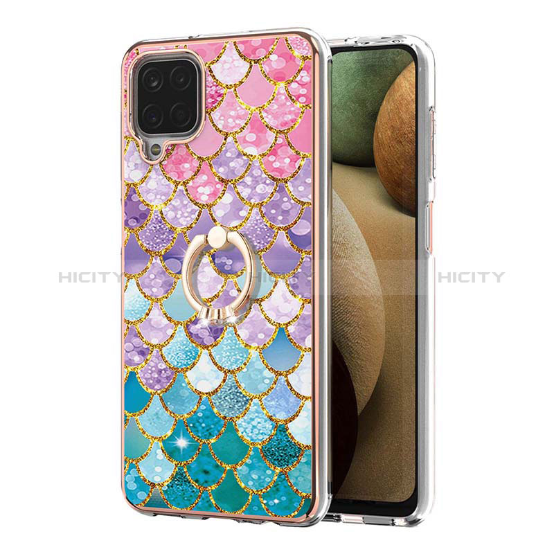 Funda Silicona Gel Goma Patron de Moda Carcasa con Anillo de dedo Soporte Y03B para Samsung Galaxy A12 5G