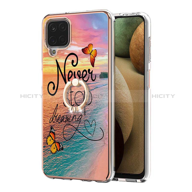 Funda Silicona Gel Goma Patron de Moda Carcasa con Anillo de dedo Soporte Y03B para Samsung Galaxy A12 Nacho