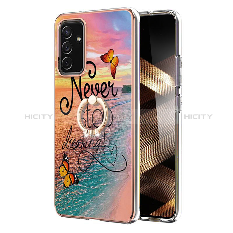 Funda Silicona Gel Goma Patron de Moda Carcasa con Anillo de dedo Soporte Y03B para Samsung Galaxy A15 4G