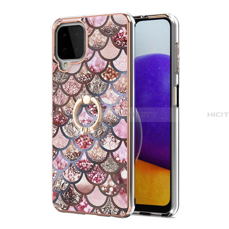 Funda Silicona Gel Goma Patron de Moda Carcasa con Anillo de dedo Soporte Y03B para Samsung Galaxy A22 4G