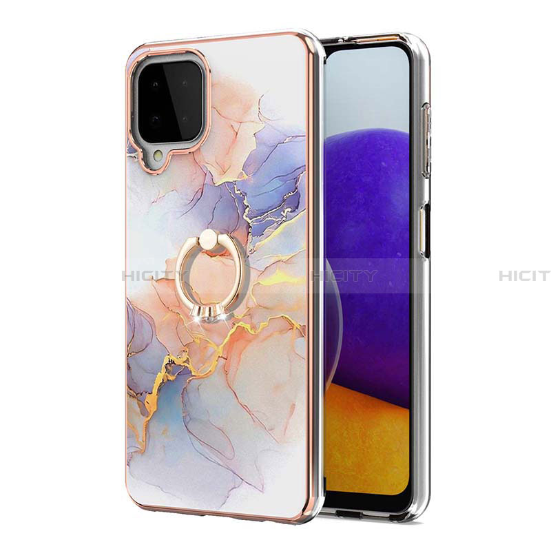 Funda Silicona Gel Goma Patron de Moda Carcasa con Anillo de dedo Soporte Y03B para Samsung Galaxy A22 4G