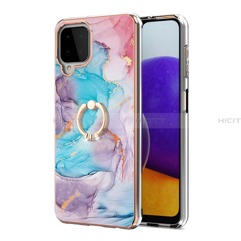 Funda Silicona Gel Goma Patron de Moda Carcasa con Anillo de dedo Soporte Y03B para Samsung Galaxy A22 4G