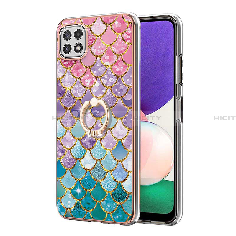 Funda Silicona Gel Goma Patron de Moda Carcasa con Anillo de dedo Soporte Y03B para Samsung Galaxy A22 5G