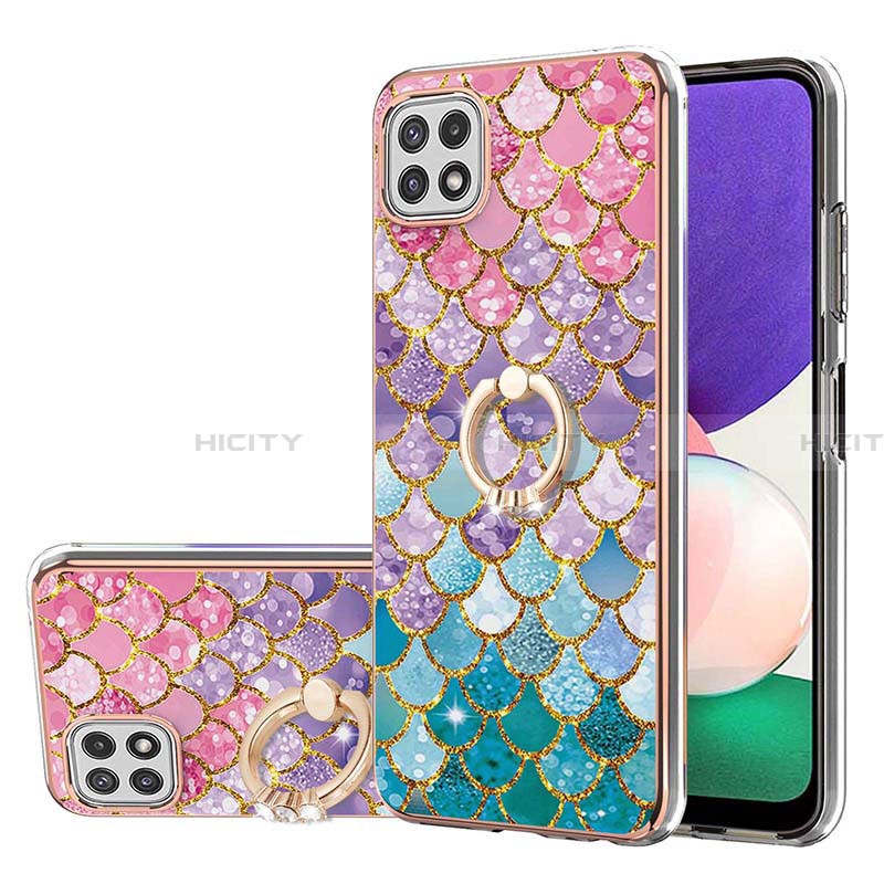 Funda Silicona Gel Goma Patron de Moda Carcasa con Anillo de dedo Soporte Y03B para Samsung Galaxy A22 5G Vistoso