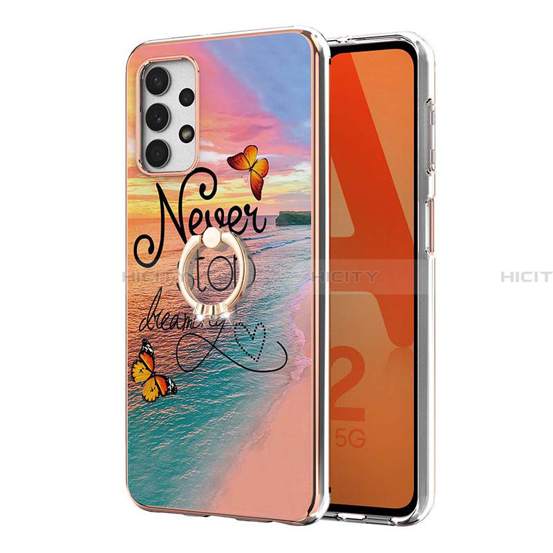 Funda Silicona Gel Goma Patron de Moda Carcasa con Anillo de dedo Soporte Y03B para Samsung Galaxy A32 4G