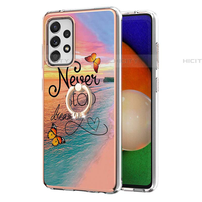 Funda Silicona Gel Goma Patron de Moda Carcasa con Anillo de dedo Soporte Y03B para Samsung Galaxy A52 4G