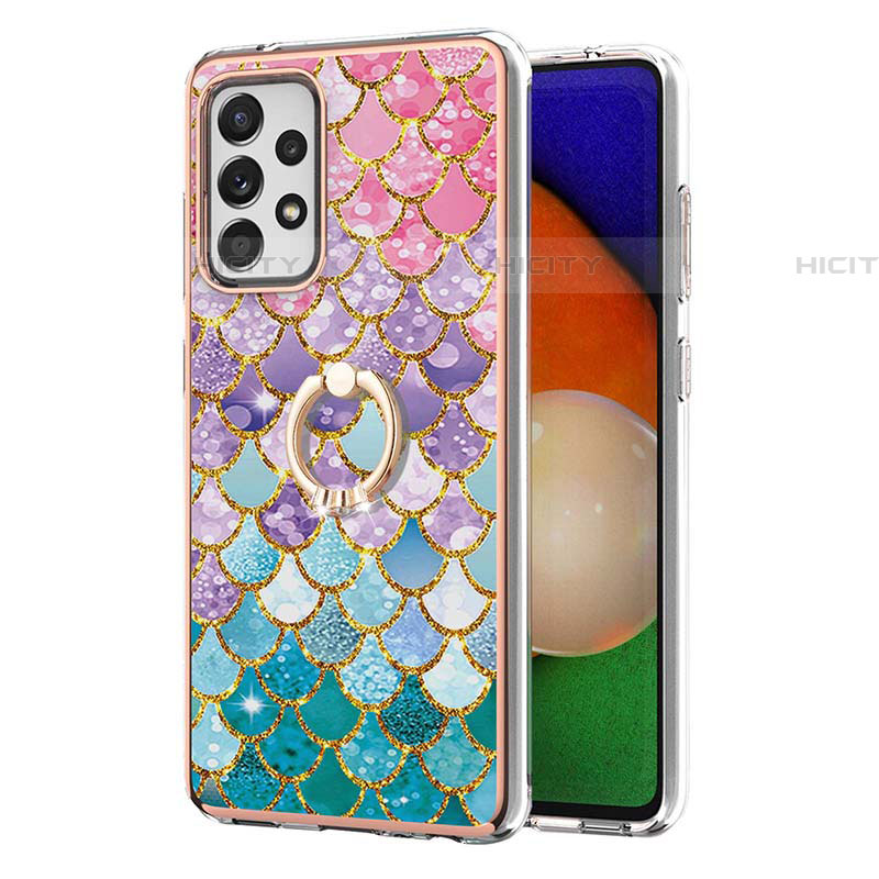 Funda Silicona Gel Goma Patron de Moda Carcasa con Anillo de dedo Soporte Y03B para Samsung Galaxy A52 5G