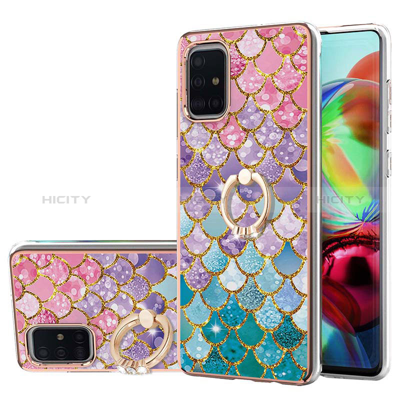 Funda Silicona Gel Goma Patron de Moda Carcasa con Anillo de dedo Soporte Y03B para Samsung Galaxy A71 4G A715 Vistoso