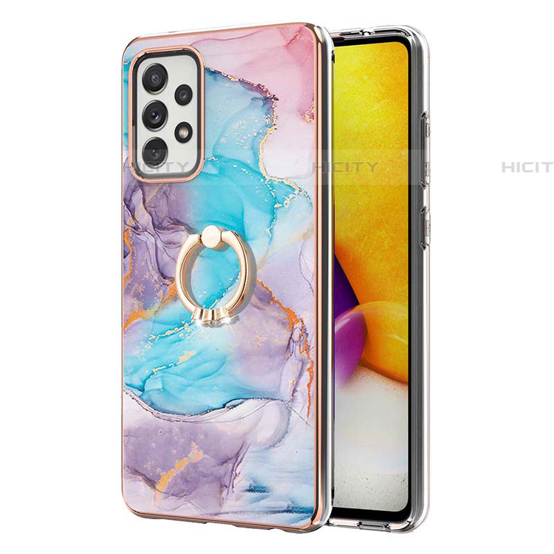 Funda Silicona Gel Goma Patron de Moda Carcasa con Anillo de dedo Soporte Y03B para Samsung Galaxy A72 4G