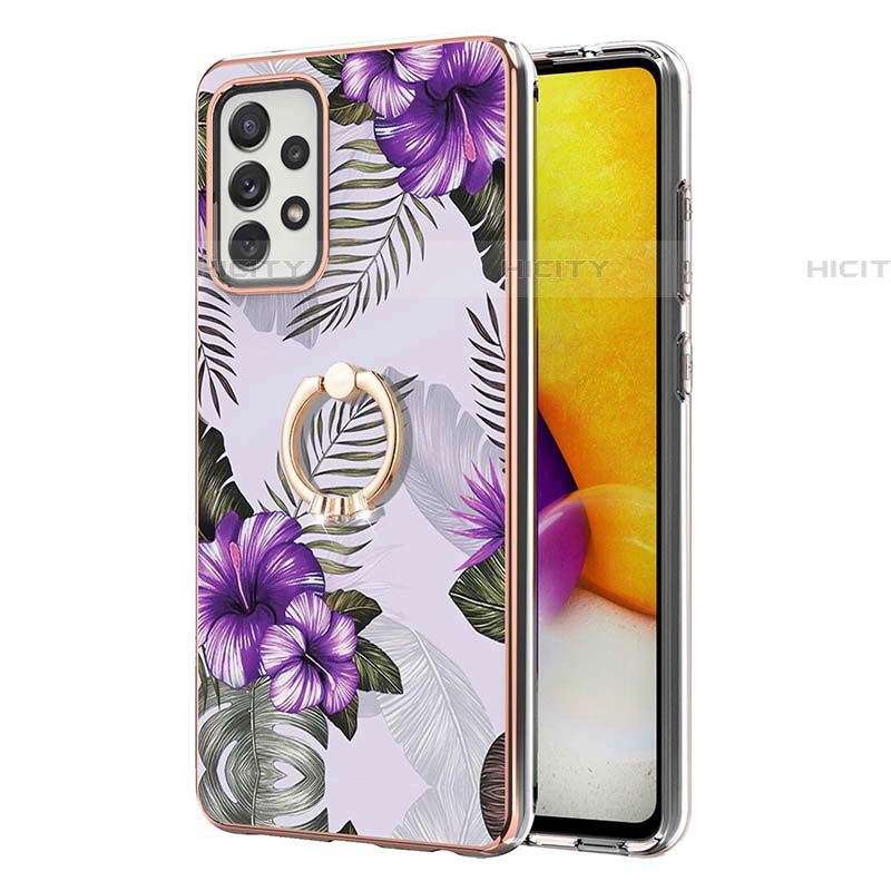 Funda Silicona Gel Goma Patron de Moda Carcasa con Anillo de dedo Soporte Y03B para Samsung Galaxy A72 4G