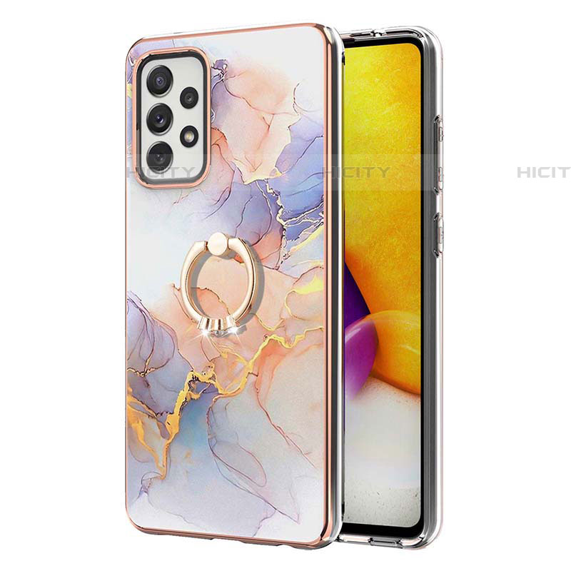 Funda Silicona Gel Goma Patron de Moda Carcasa con Anillo de dedo Soporte Y03B para Samsung Galaxy A72 5G