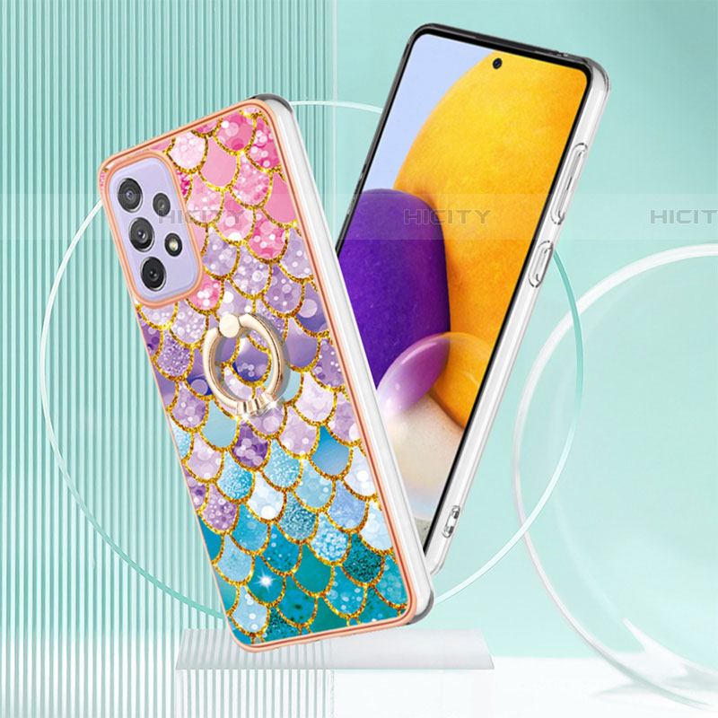 Funda Silicona Gel Goma Patron de Moda Carcasa con Anillo de dedo Soporte Y03B para Samsung Galaxy A73 5G