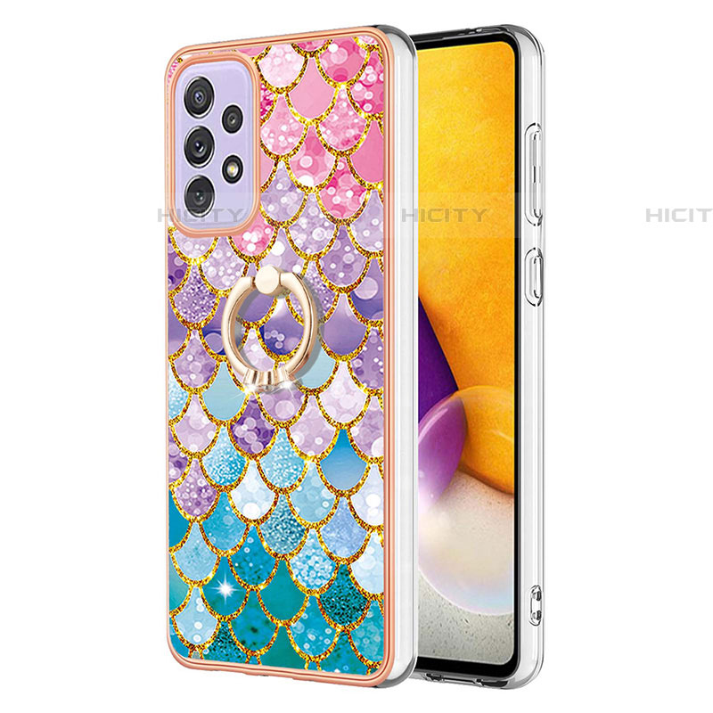 Funda Silicona Gel Goma Patron de Moda Carcasa con Anillo de dedo Soporte Y03B para Samsung Galaxy A73 5G Vistoso