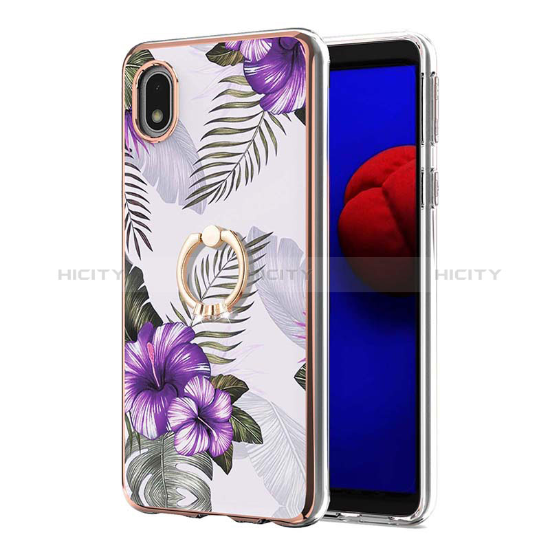 Funda Silicona Gel Goma Patron de Moda Carcasa con Anillo de dedo Soporte Y03B para Samsung Galaxy M01 Core