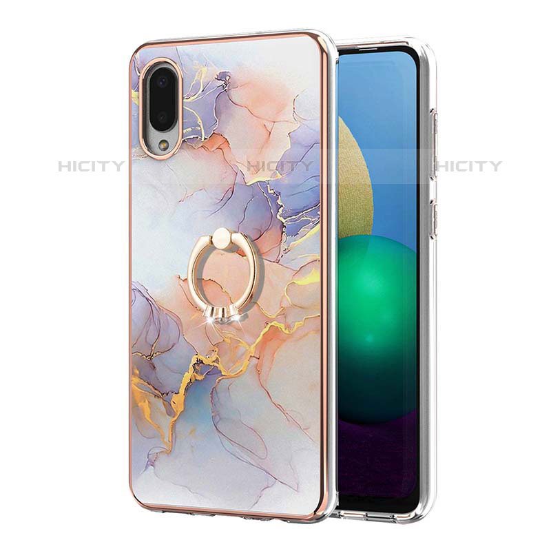 Funda Silicona Gel Goma Patron de Moda Carcasa con Anillo de dedo Soporte Y03B para Samsung Galaxy M02