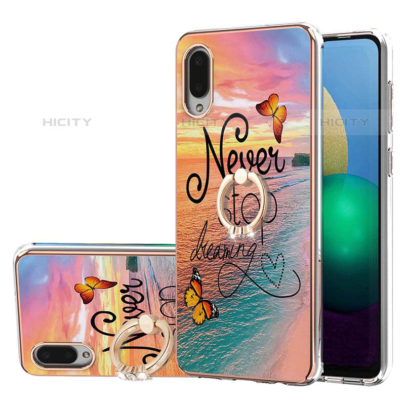 Funda Silicona Gel Goma Patron de Moda Carcasa con Anillo de dedo Soporte Y03B para Samsung Galaxy M02 Multicolor