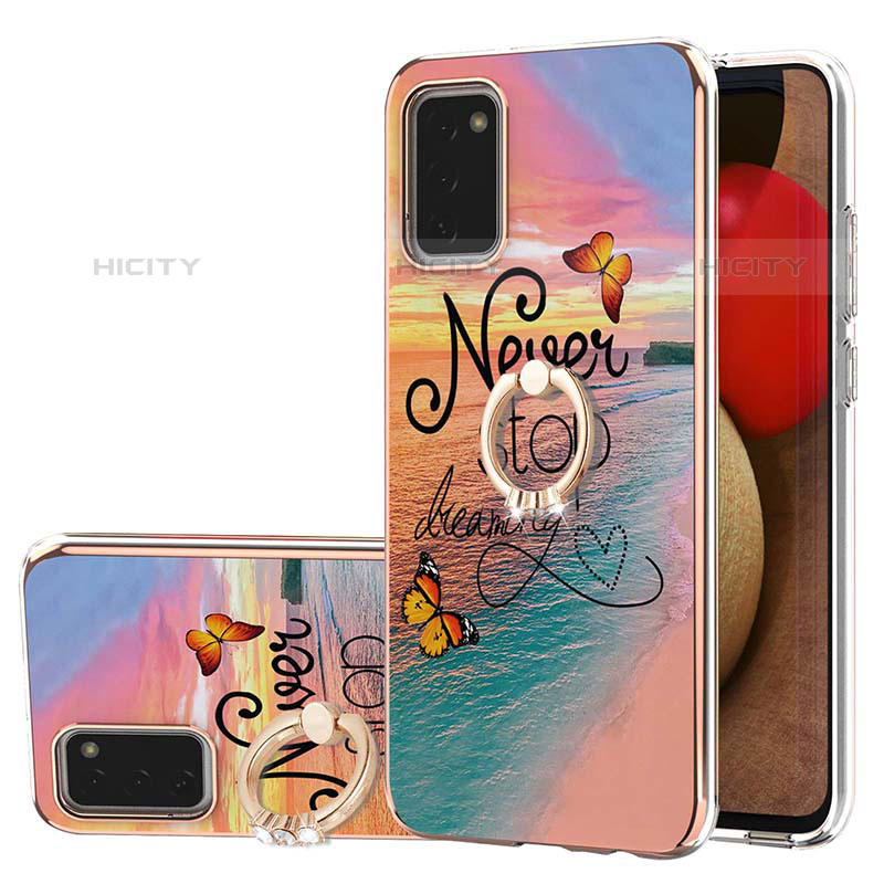 Funda Silicona Gel Goma Patron de Moda Carcasa con Anillo de dedo Soporte Y03B para Samsung Galaxy M02s Multicolor