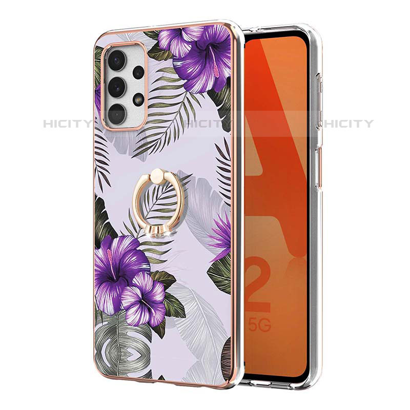 Funda Silicona Gel Goma Patron de Moda Carcasa con Anillo de dedo Soporte Y03B para Samsung Galaxy M32 5G