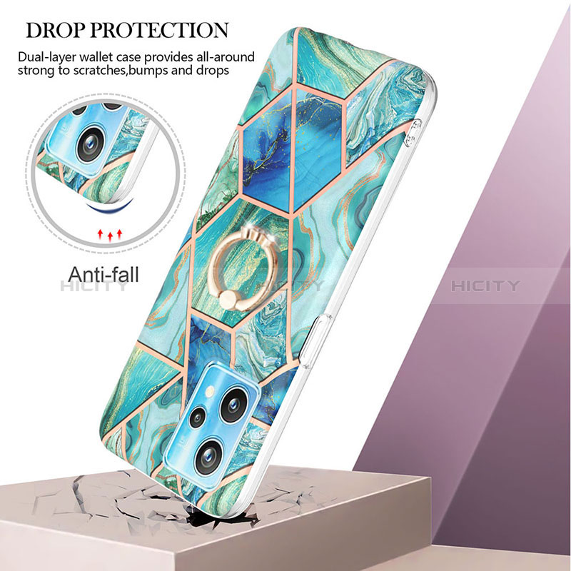 Funda Silicona Gel Goma Patron de Moda Carcasa con Anillo de dedo Soporte Y04B para Realme 9 4G