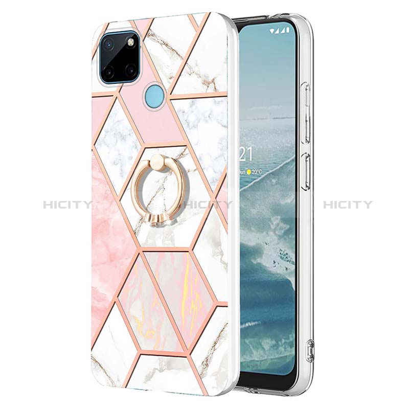 Funda Silicona Gel Goma Patron de Moda Carcasa con Anillo de dedo Soporte Y04B para Realme C25Y India