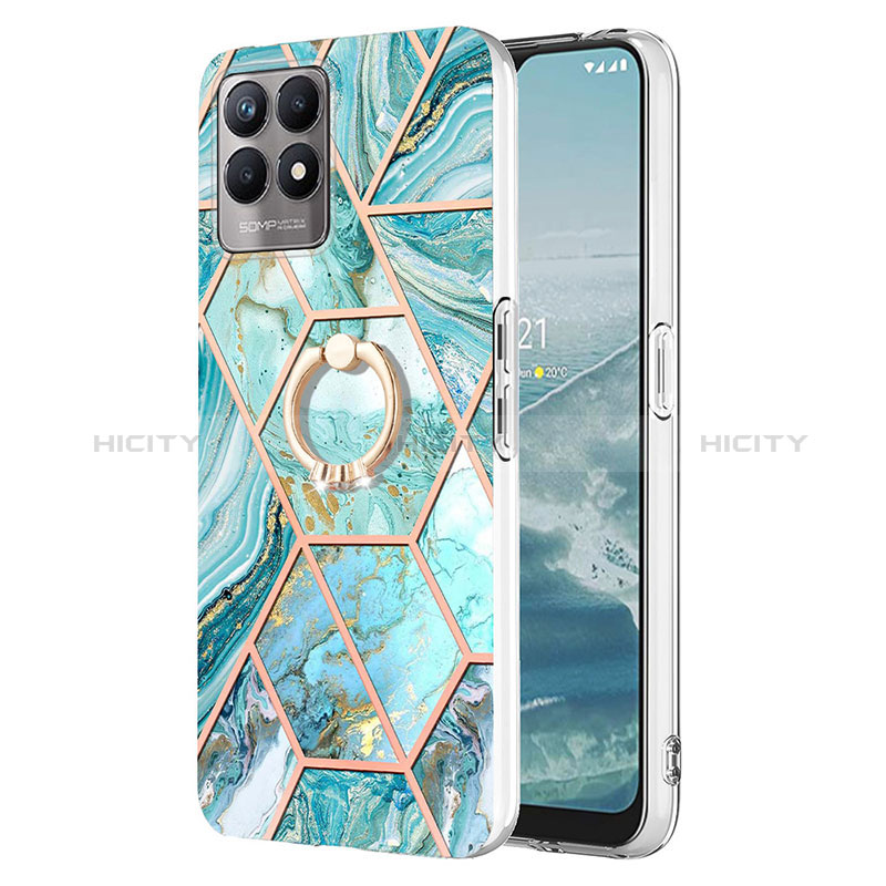 Funda Silicona Gel Goma Patron de Moda Carcasa con Anillo de dedo Soporte Y04B para Realme Narzo 50 4G