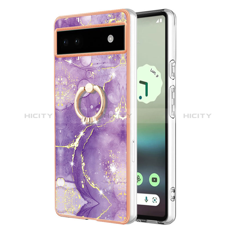 Funda Silicona Gel Goma Patron de Moda Carcasa con Anillo de dedo Soporte Y05B para Google Pixel 6a 5G