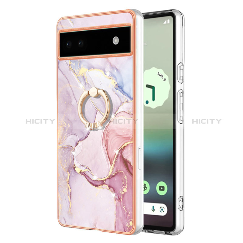 Funda Silicona Gel Goma Patron de Moda Carcasa con Anillo de dedo Soporte Y05B para Google Pixel 6a 5G