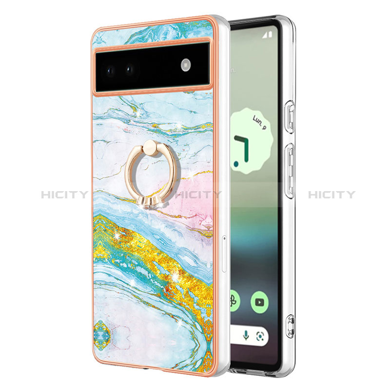 Funda Silicona Gel Goma Patron de Moda Carcasa con Anillo de dedo Soporte Y05B para Google Pixel 6a 5G