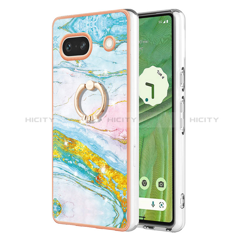 Funda Silicona Gel Goma Patron de Moda Carcasa con Anillo de dedo Soporte Y05B para Google Pixel 7a 5G