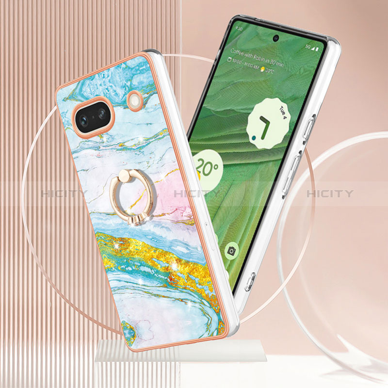 Funda Silicona Gel Goma Patron de Moda Carcasa con Anillo de dedo Soporte Y05B para Google Pixel 7a 5G