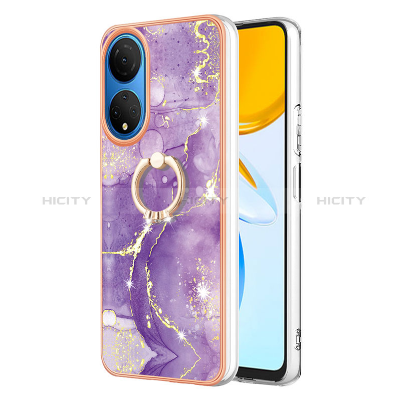 Funda Silicona Gel Goma Patron de Moda Carcasa con Anillo de dedo Soporte Y05B para Huawei Honor X7