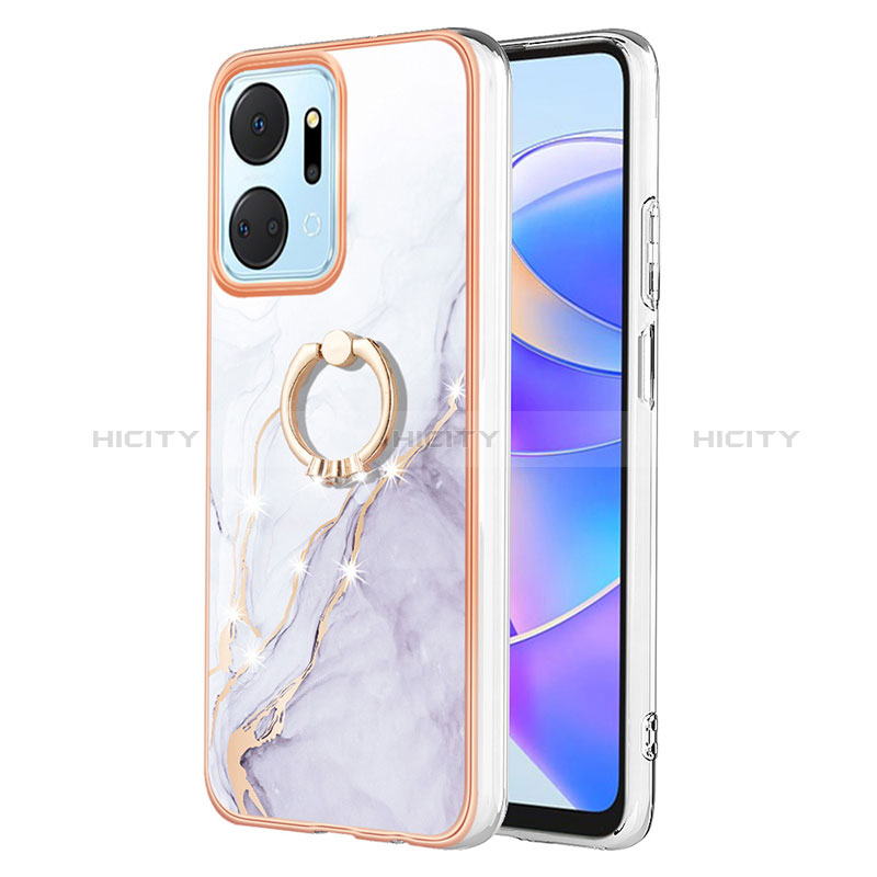 Funda Silicona Gel Goma Patron de Moda Carcasa con Anillo de dedo Soporte Y05B para Huawei Honor X7a