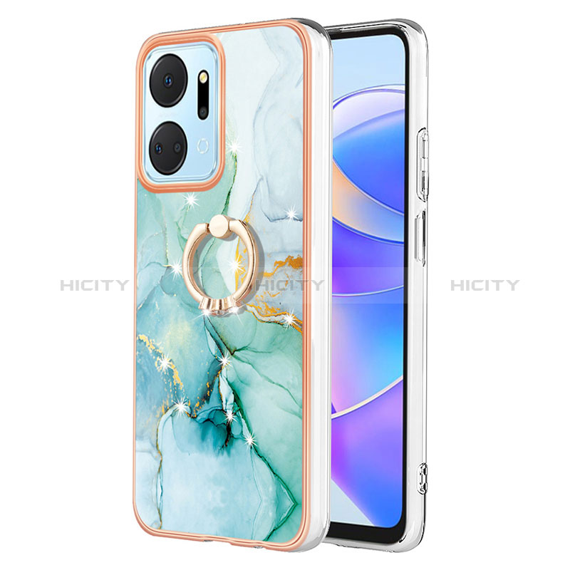 Funda Silicona Gel Goma Patron de Moda Carcasa con Anillo de dedo Soporte Y05B para Huawei Honor X7a