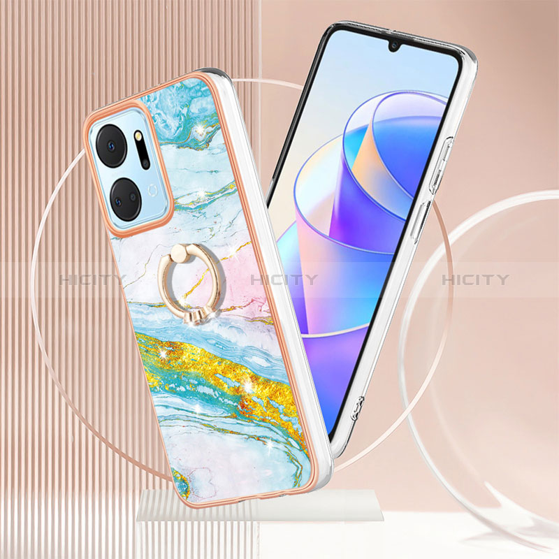 Funda Silicona Gel Goma Patron de Moda Carcasa con Anillo de dedo Soporte Y05B para Huawei Honor X7a