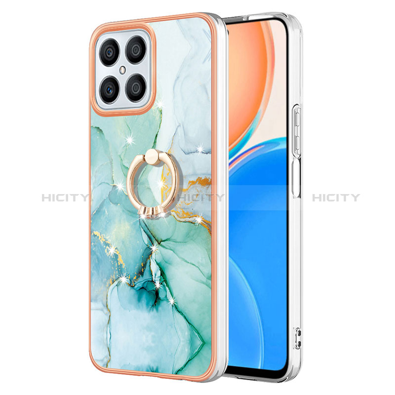 Funda Silicona Gel Goma Patron de Moda Carcasa con Anillo de dedo Soporte Y05B para Huawei Honor X8 4G